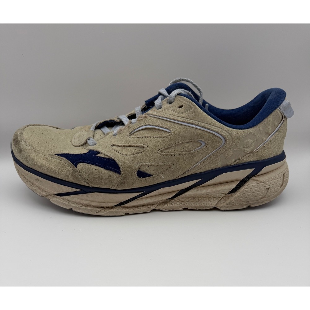 Hoka One One Clifton L Suede Oat Milk Dazzling Blue Mens 12 1122571 OTH